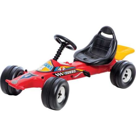 Pedálos gyermek Gokart csomagtartóval és állítható üléssel #piros