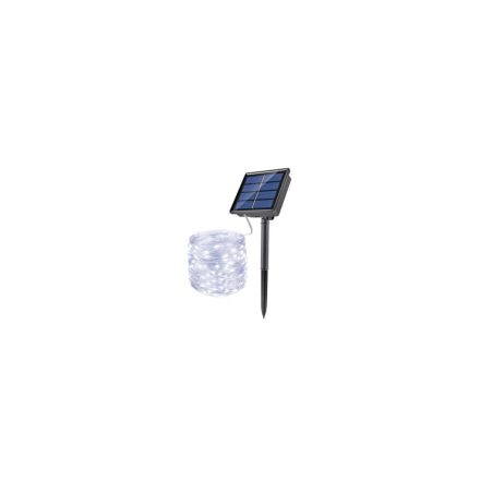 10 méteres 100 LED-es napelemes fényfüzér 50W - Hidegfehér/Melegfehér