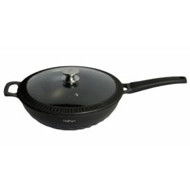   Wok serpenyő fedővel, márvány belsővel, átmérő 32 cm, CHEFFINGER