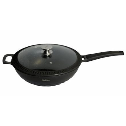 Wok serpenyő fedővel, márvány belsővel, átmérő 32 cm, CHEFFINGER