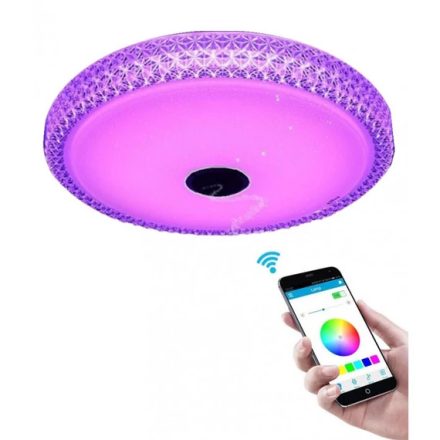 Intelligens RGBW Mennyezeti Lámpa, Bluetooth Hangszóróval 40 Cm Kristályos