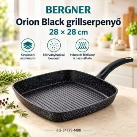   Bergner Orion Black kovácsolt alumínium grillserpenyő, 28 × 28 cm 