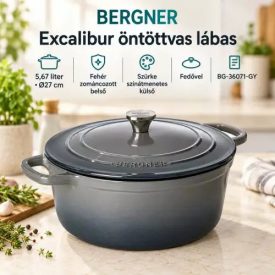 Bergner Excalibur öntöttvas lábas fedővel, 5,67 liter 