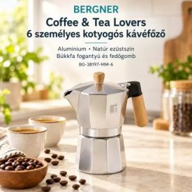   Bergner Coffee & Tea Lovers 6 személyes alumínium kotyogós kávéfőző