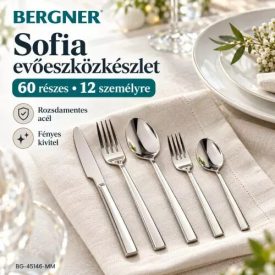   Bergner Sofia 60 részes rozsdamentes acél evőeszközkészlet, 12 személyre