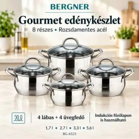   Bergner Gourmet 8 részes rozsdamentes acél indukciós edénykészlet 