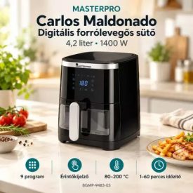   MasterPro Carlos Maldonado digitális forrólevegős sütő, 1400 W, 4,2 liter