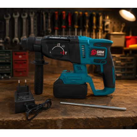 GBM Tools HammerDrill Professionalis Akkumulátoros ütvefúró vésökalapács és fúró 3in1- 48 v akkumulátorral