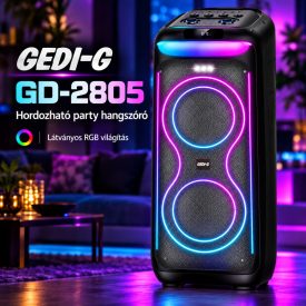   GEDI-G GD-2805 hordozható party hangszóró, RGB világítással