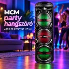   MCM hordozható party hangszóró, három hangszóróval és színes világítással